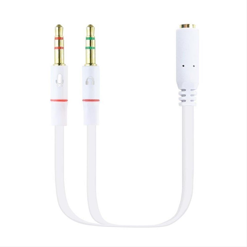 CABO DO ADAPTADOR DE ÁUDIO JACK 3.5/F 4PIN-2xJACK 3.5/F 3PIN 0.2M BRANCO NANOCABO