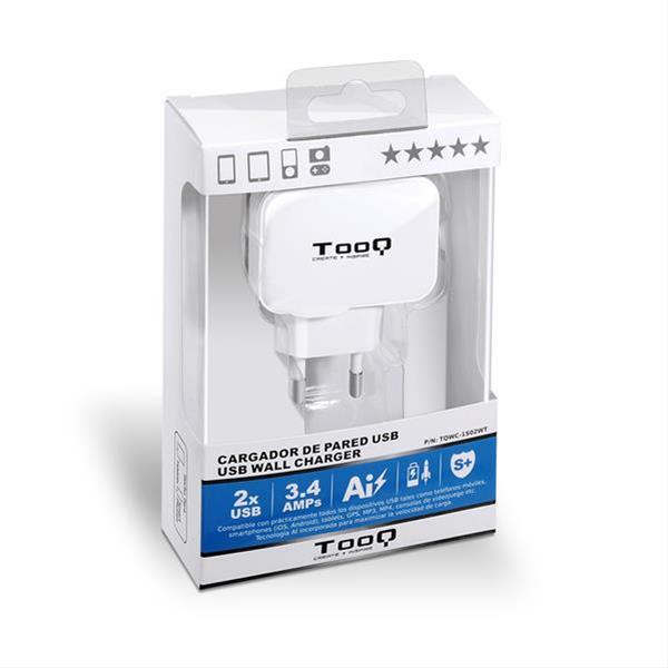 2x CARREGADOR DE PAREDE USB TOOQ TQWC-1S02 BRANCO