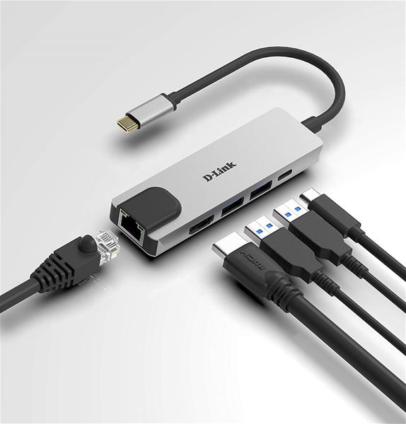 HUB 5-EM-1 D-LINK USB-C COM HDMI / ETHERNET / USB-C ALIMENTADO