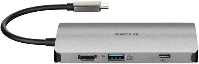 HUB D-LINK USB-C 8-IN-1 COM HDMI / ETHERNET / USB-C ALIMENTADO / LEITOR DE CARTÃO